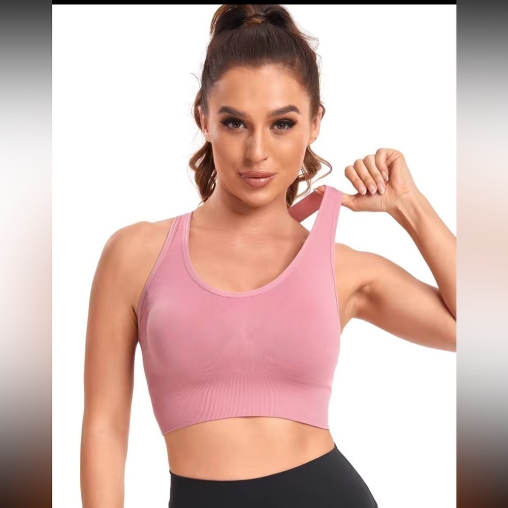 Rose Pink High Impact Crisscross Straps Sports Bra new